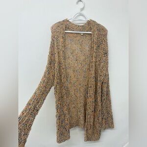 POL boutique multi color tan crochet cardigan
